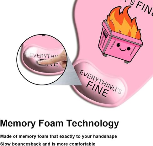 Ergonomic Mouse Pad with Wrist Rest, Comfortable Computer Gel Mouse Pad Wrist Support for Laptop, Pain Relief Mousepad with Non-Slip PU Base Pink in Saudi Arabia