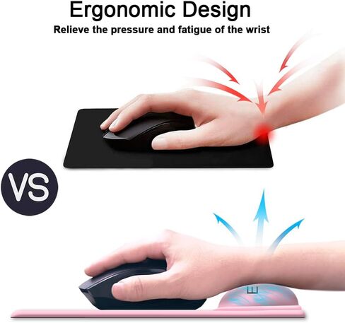 Ergonomic Mouse Pad with Wrist Rest, Comfortable Computer Gel Mouse Pad Wrist Support for Laptop, Pain Relief Mousepad with Non-Slip PU Base Pink in Saudi Arabia