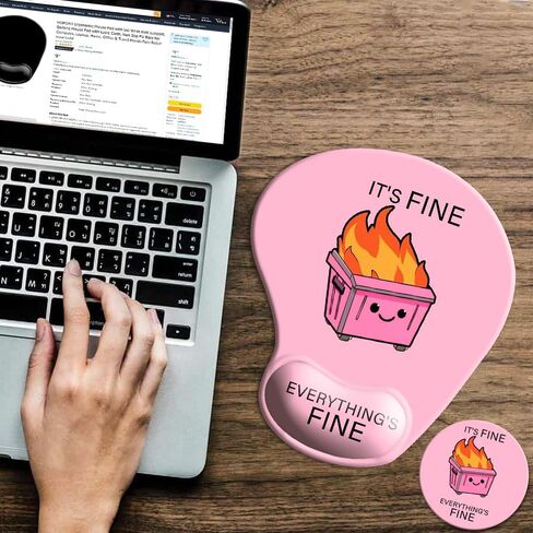 Ergonomic Mouse Pad with Wrist Rest, Comfortable Computer Gel Mouse Pad Wrist Support for Laptop, Pain Relief Mousepad with Non-Slip PU Base Pink in Saudi Arabia