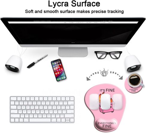 Ergonomic Mouse Pad with Wrist Rest, Comfortable Computer Gel Mouse Pad Wrist Support for Laptop, Pain Relief Mousepad with Non-Slip PU Base Pink in Saudi Arabia
