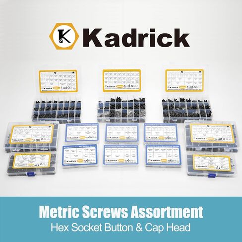 Kadrick 1400 Pcs M4 Screws Nuts Washers Assortment M4x6MM-40MM, Hex Socket Button & Cap Head Metric M3 Machine Bolts Kit, 12.9 & 10.9 Grade Alloy Steel,Black Screws for 3D Printing in Saudi Arabia