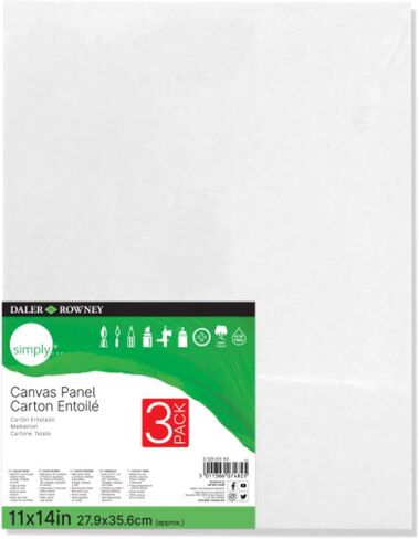 لوحة قماشية Daler-Rowney Simply Canvas، مقاس 12x16 بوصة، 3 عبوات - قماش فني للزيت والأكريليك والصب والوسائط المختلطة - 100% قطن، ثلاثية الطبقات in Kuwait