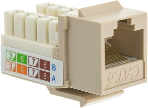 CableWholesale Cat6 Keystone Jack ، Beige/Ivory ، RJ45 أنثى إلى 110 لكمة أسفل in Kuwait