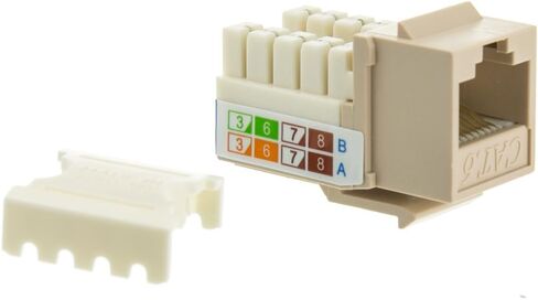 CableWholesale Cat6 Keystone Jack ، Beige/Ivory ، RJ45 أنثى إلى 110 لكمة أسفل in Kuwait