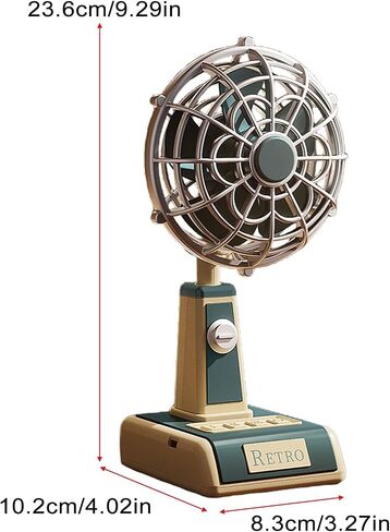 Table Fan - Quiet Air Circulator USB Rechargeable,Vintage Table Fan 3-Speed Portable Airflow for Home Outdoor Travel School Use in Saudi Arabia
