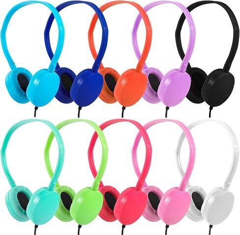 CN-Outlet Classroom Headphones Bulk 10 Pack for School Kids Students Children Toddler Boys Girls Teen and Adult(10 Color) in Kuwait