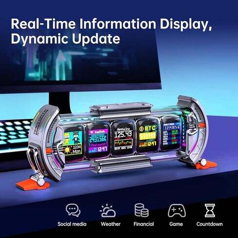 Divoom Times Gate - Cyberpunk Gaming Setup Digital Clock with Smart APP Control, WiFi Connect, RGB LED Display, Personalized Dashboard, Pixel Art for Gaming Room & Office Decor(Sliver) in Kuwait