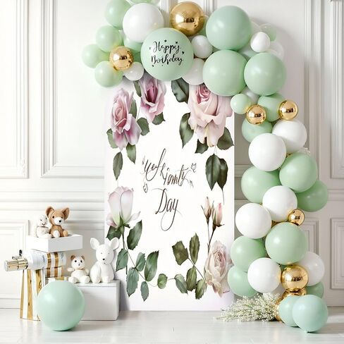 6FT Arch Backdrop Cover Flowers Leaves Watercolor Used as Greeting for Wedding Birthday Other Wedding Arch Cover Spandex Fitted Stretchy Backdrop Stand Covers for Wedding Birthday Party Decoration in Saudi Arabia
