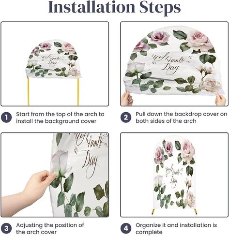 6FT Arch Backdrop Cover Flowers Leaves Watercolor Used as Greeting for Wedding Birthday Other Wedding Arch Cover Spandex Fitted Stretchy Backdrop Stand Covers for Wedding Birthday Party Decoration in Saudi Arabia