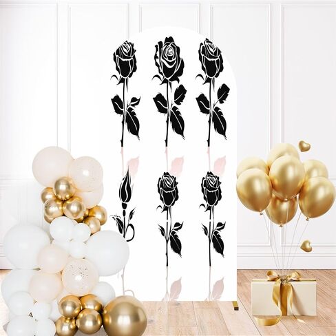 6FT Arch Backdrop Cover Flowers Leaves Watercolor Used as Greeting for Wedding Birthday Other Wedding Arch Cover Spandex Fitted Stretchy Backdrop Stand Covers for Wedding Birthday Party Decoration in Saudi Arabia