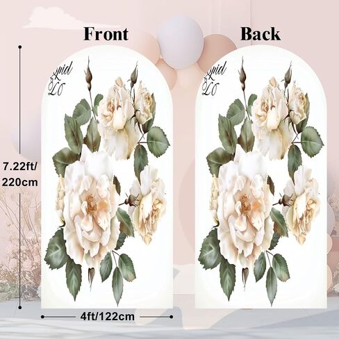 7.2FT Arch Backdrop Cover Bouquet Roses Watercolor Used as Greeting for Wedding Birthday Other Wedding Arch Cover Spandex Fitted Stretchy Backdrop Stand Covers for Wedding Birthday Party Decoration in Saudi Arabia