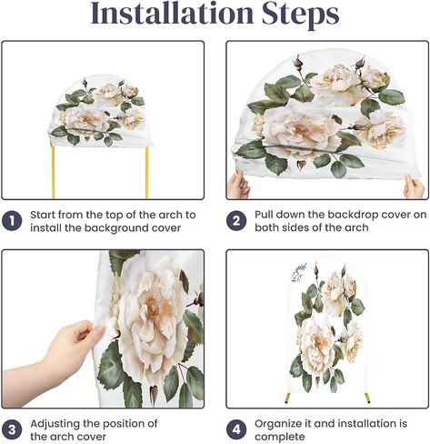 7.2FT Arch Backdrop Cover Bouquet Roses Watercolor Used as Greeting for Wedding Birthday Other Wedding Arch Cover Spandex Fitted Stretchy Backdrop Stand Covers for Wedding Birthday Party Decoration in Saudi Arabia
