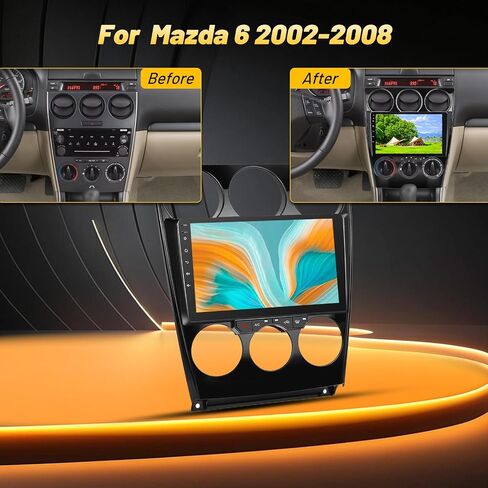 راديو سيارة 2+64G لسيارة Mazda 6 2002-2008 - Carplay لاسلكي وAndroid Auto - 9 بوصة Android 13 ستيريو مع WiFi/EQ/GPS + كاميرا رؤية خلفية AHD in Saudi Arabia