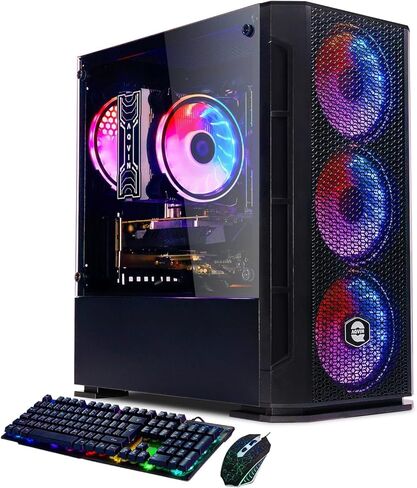 سطح مكتب كمبيوتر الأبراج - معالج Intel Core i7 4 -Core يصل إلى 3.9 جيجا هرتز ، 1 تيرابايت SSD ذاكرة ذاكرة الوصول العشوائي 32GB ، GeForce GTX 1660 Super GDDR6 6GB ، RGB Lights ، HDMI ، AC WIFI ، Windows 10 Pro - Black - Black in Kuwait