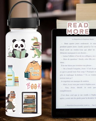 100 قطعة من ملصقات الكتب لجهاز Kindle، ملصقات قراءة الكتب لأجهزة الكمبيوتر المحمول الخاصة بزجاجة المياه، ملصقات لمحبي الكتب هدايا للأطفال والمراهقين والبالغين in Kuwait