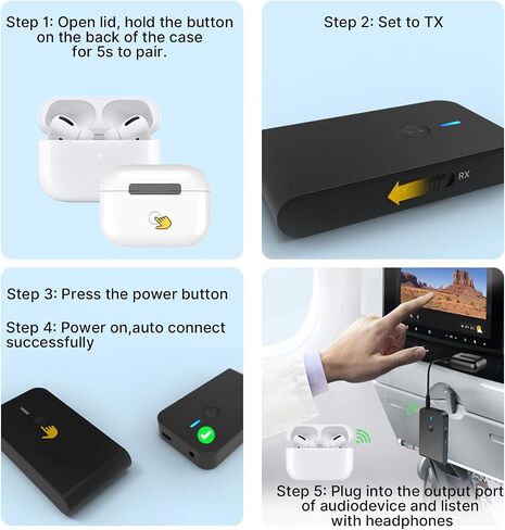 Bluetooth 5.3 Transmitter Receiver for TV and Wireless Headphones, 2-in-1 Bluetooth Adapter, Wireless Transmitter for TV, PC, MP3, Gym, Airplane Use with Any 3.5 mm Audio Jack… in Saudi Arabia