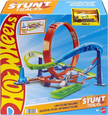 Hot Wheels Toy Car Track Set, Action Loop Cyclone Challenge Track Set, 2 Ways to Play & Easy Storage, with 1:64 Scale Toy Car in Saudi Arabia