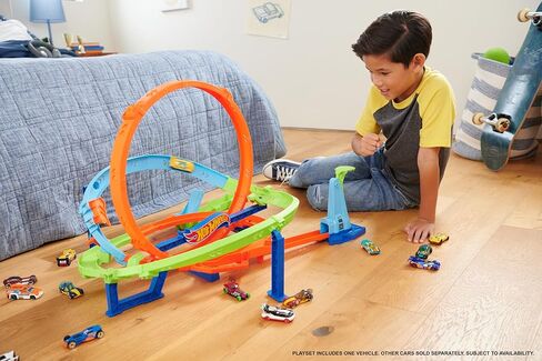 Hot Wheels Toy Car Track Set, Action Loop Cyclone Challenge Track Set, 2 Ways to Play & Easy Storage, with 1:64 Scale Toy Car in Saudi Arabia