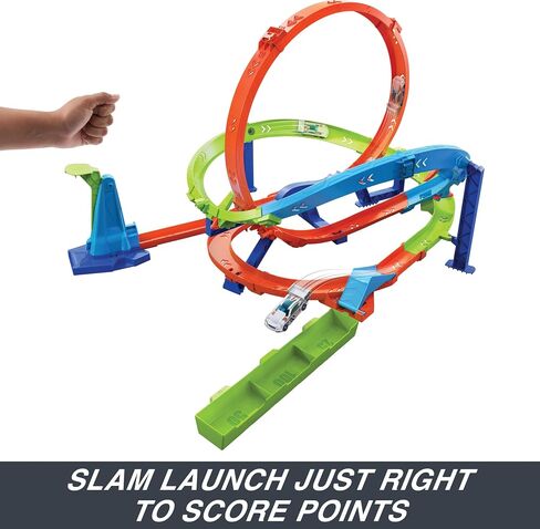 Hot Wheels Toy Car Track Set, Action Loop Cyclone Challenge Track Set, 2 Ways to Play & Easy Storage, with 1:64 Scale Toy Car in Saudi Arabia