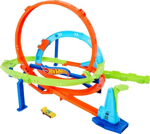 Hot Wheels Toy Car Track Set, Action Loop Cyclone Challenge Track Set, 2 Ways to Play & Easy Storage, with 1:64 Scale Toy Car in Saudi Arabia