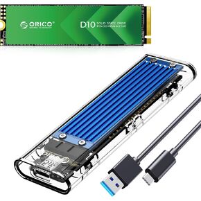ORICO D10 1TB M.2 NVMe SSD and TCM2 USB 3.2 Gen 2 Transparent NVMe SSD Enclosure Bundle for High-Speed Portable Storage
