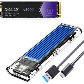ORICO e5000 2TB NVMe SSD and TCM2 USB 3.2 Gen 2 M.2 Enclosure Bundle with 10Gbps Speed, Transparent Case, Tool-Free Installation