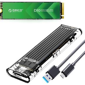 ORICO D10 1TB M.2 NVMe SSD and TCM2 USB 3.2 Gen 2 Transparent NVMe SSD Enclosure (Black) Bundle for High-Speed External Storage