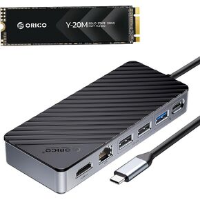ORICO Y20M-2TB USB-C Hub with OM28PR M.2 SSD Enclosure and ORICO 2TB M.2 2280 SATA SSD Bundle