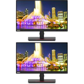 Lenovo ThinkVision T24i 24-inch 1920 x 1080 LED Backlit Full HD Widescreen LCD Monitor, 2-Pack Bundle with HDMI, VGA, DisplayPort, USB Hub