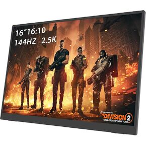 16" 2.5K 144Hz Portable Gaming Monitor - Ultra-Thin & Plug-and-Play, 2560x1600 IPS Display with Type-C/HDMI, Kickstand, Speakers - External Screen for Laptop/Switch/Xbox/PS5