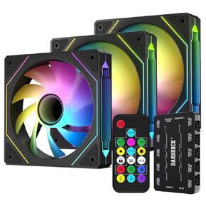 DarkRock F120 3in1 120 مم مراوح تصميم مرآة غير محدودة مع 20 منفذ Contoller Hub ، 24 LED أضواء Control PWM وتأثير Argb ، محمل HDB الهيدروليكي للتشغيل منخفض الضوضاء (أسود)