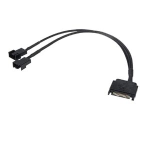 SATA to 3 Pin 4 Pin Fan Sleeved Power Splitter Cable Adapter,15Pin SATA to 1/2/3/4/5 TX3 / TX4 (PWM) 12V PC Case Cooler Y Cord(SATA x 2 Port)