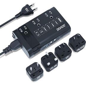 DOACE 220V to 110V Converter for European Travel - 350W Voltage Converter US to Europe with 4 QC+PD Chargers for Using U.S. Devices Abroad - Hair Straightener Shaver Toothbrush Laptop Camera Phone