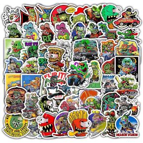 60Pcs Stickers Rat Decal Fink Monster Head Racing Champions Stickers and Decal for for Water Bottle Cup Laptop Guitar Motorcycle Bike Skateboard Luggage Box Vinyl Waterproof