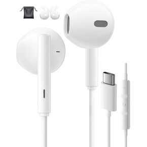 Wired Earbuds USB C for Samsung Galaxy S24 S23 S25 Ultra S22 A55 A56 iPhone 16 Pro Max 15 iPad 10 Pro Earphones Wired in-Ear with Microphone Volume Control HiFi Stereo USB C Earbuds Xiaomi