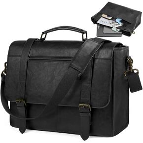 RAINSMORE Messenger Bag for Men 15.6 inch Leather Laptop Bag Vintage Waterproof Satchel Computer Briefcase for Office Work