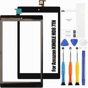for Amazon Kindle Fire HD8 7TH Touch Screen Replacement Kit for Kindle Fire HD8 2017 SX034QT Touchscreen Digitizer with Tools（Black）