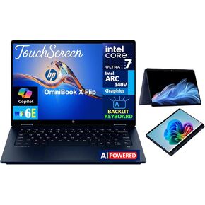 HP OmniBook X Flip 2-in-1 AI PC 2-in-1 Laptop 14.0" Touchscreen IPS WUXGA Display (Intel Ultra 7-256V, 16GB LPDDR5X, 4TB PCIe SSD, Backlit KB, Thunderbolt 4, WiFi 6E, Webcam, Win 11 Home)