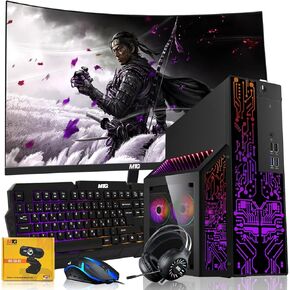 TechMagnet Nova Gaming Desktop PC Bundle with Core i7 32GB RAM 1TBSSD 32 Inch Curved Monitor RTX 4060 Graphics RGB Keyboard with AI-Enabled Copilot Key Mouse Headphones Webcam Windows 11 Pro(Renewed)