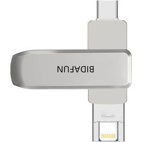 Flash Drive USB 3-in-1 External Hard Drive Compatible iPhone, Digital Photo with for Your iPhone13 hpoto Portable Stick Drive Thumb Drive for MacBook, Photo Video Store Stick Vault (Silver, 128GB)