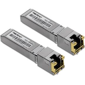 TRENDnet 2-Pack 10G RJ-45 Copper SFP+ Modules, TEG-10GBRJ/2, Convert A Standard SFP+ Slot Into A RJ-45 Multi-Gigabit Port, Connect Devices Up to 30m (98ft), HotPluggable, Lifetime Protection, Silver