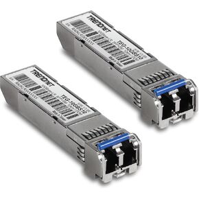 Trendnet 2-pack SFP إلى RJ45 10GBASE-LR SFP+ وحدات LC الوضع الفردي ، TEG-10GBS10/2 ، حتى 10 كم (6.2 ميل) ، محولات SFP قابلة للتراجع الساخنة ، موصل LC Duplex ، 1310NM ، حماية العمر