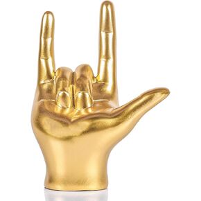 Hand Decor Finger Gesture Statue Pink I Love You Sign Language Desk Statue Modern Art Stand Ring Holder Sculpture Decorative Objects Gifts for Couples Bedroom Shelf Coffee Table Centerpiece Pink in Kuwait