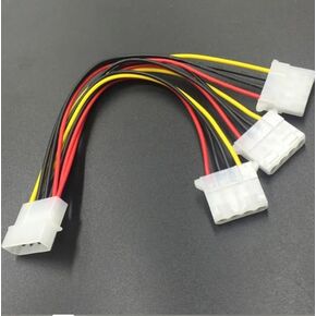 4Pin IDE Power Cables 4 Pin Molex Male to 3 Port Molex IDE Female Power Supply Splitter Adapter Cable 20cm 22AWG