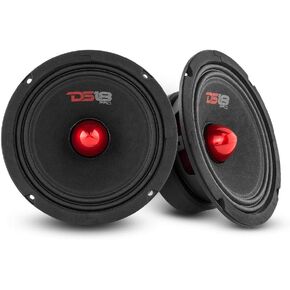 DS18 2X PRO-GM6.4B Loudspeaker - 6.5", Midrange, Red Aluminum Bullet, 480W Max, 4 Ohms,1.5" Kapton VC Premium Quality Audio Door Speakers for Car or Truck Stereo Sound System (2 Speakers)