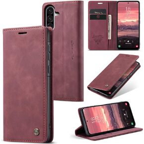 for Samsung Galaxy A16 Case Wallet Card Holder Shockproof Slim Luxury Leather Phone Cover for Samsung A16 5G (Coffee)