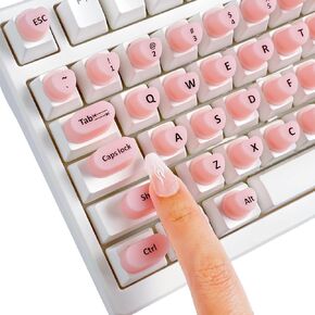 70 Pcs Raised Keyboard Stickers for Long Nails - Heart Shape Silicone Key Bubbles with Extended Keys for Comfortable Typing & Nail Art Protection - Desktop,PC