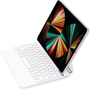 ZENLU iPad Pro 12.9" & Air 13" Case with Keyboard, Trackpad, Battery Percentage Indicator, Floating Cantilever Stand, Backlit Magic-Style Keyboard Case for iPad 12.9(3/4/5/6 Gen), Air 13" (White)
