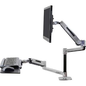 Ergotron – WorkFit-LX Sit-Stand Single Monitor and Keyboard Arm, VESA Desk Mount – for Monitors Up to 42 Inches, 7 to 25 lbs – Polished Aluminum