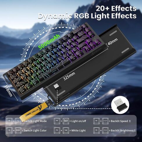 Attack Shark X68PRO HE Rapid Trigger Gaming Keyboard - 8KHz Polling Rate, Actuation Point Adjustable, Magnetic Switches, PBT Keycaps, RGB Backlight, Coiled Cable for PC/Mac - Black Contour in Saudi Arabia